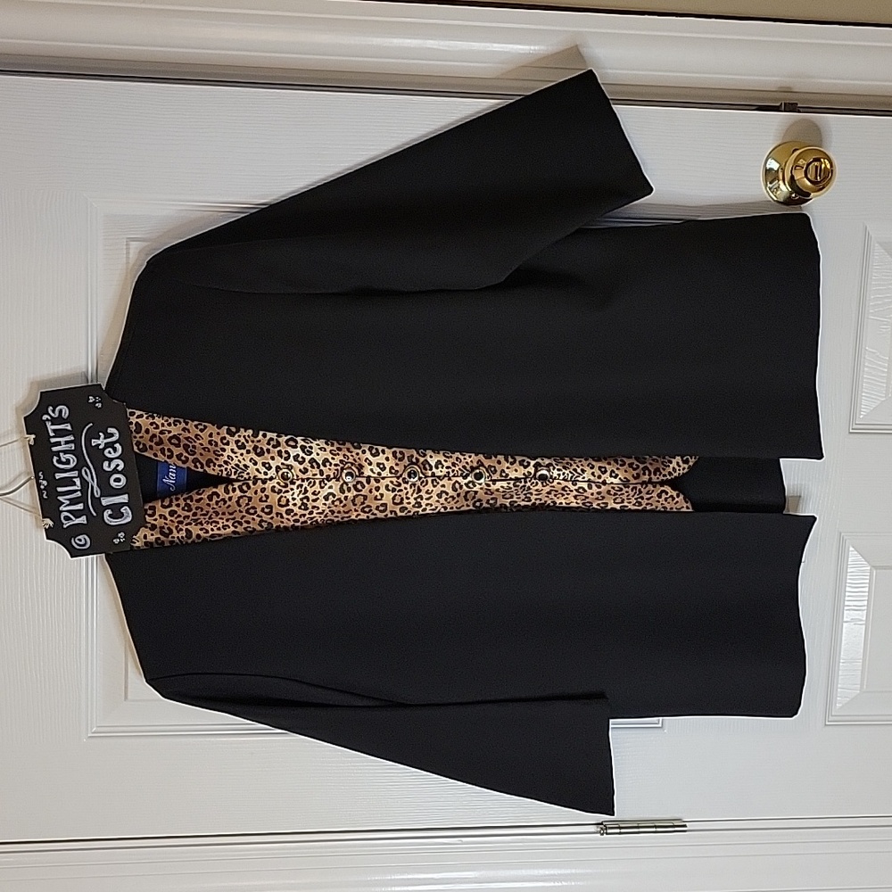Nancy II Blazer Jacket with Blouse Combo Black Cheetah Large